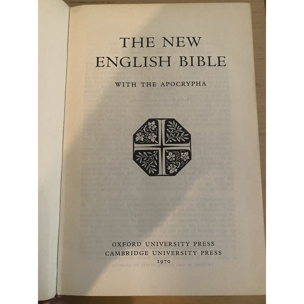 The New English Bible With The Apocrypha 1970 HC‎ Oxford Cambridge